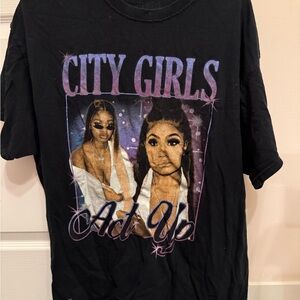 Black Graphic Tee with City Girls Print